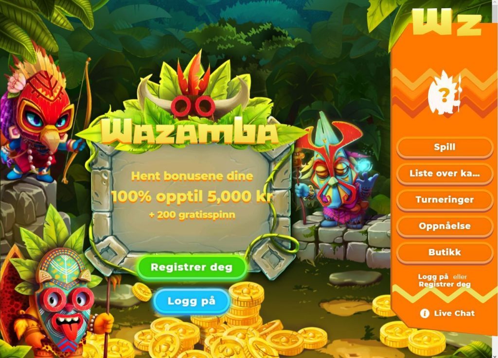 Wazamba Casino Hjemmeside